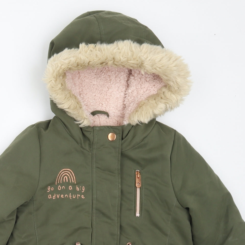 George Girls Green Basic Coat Coat Size 2-3 Years Zip