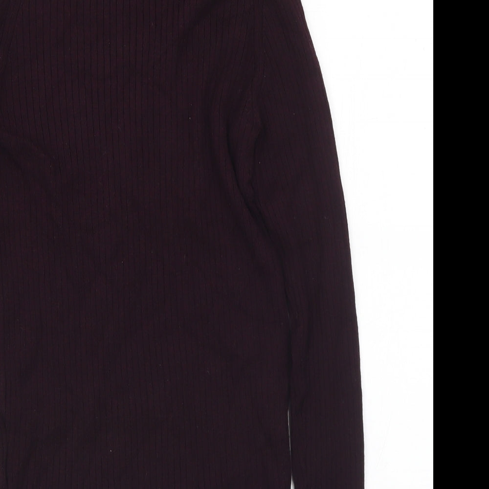 New Look Womens Purple Mock Neck Viscose Pullover Jumper Size 12 - Cold Shoulder