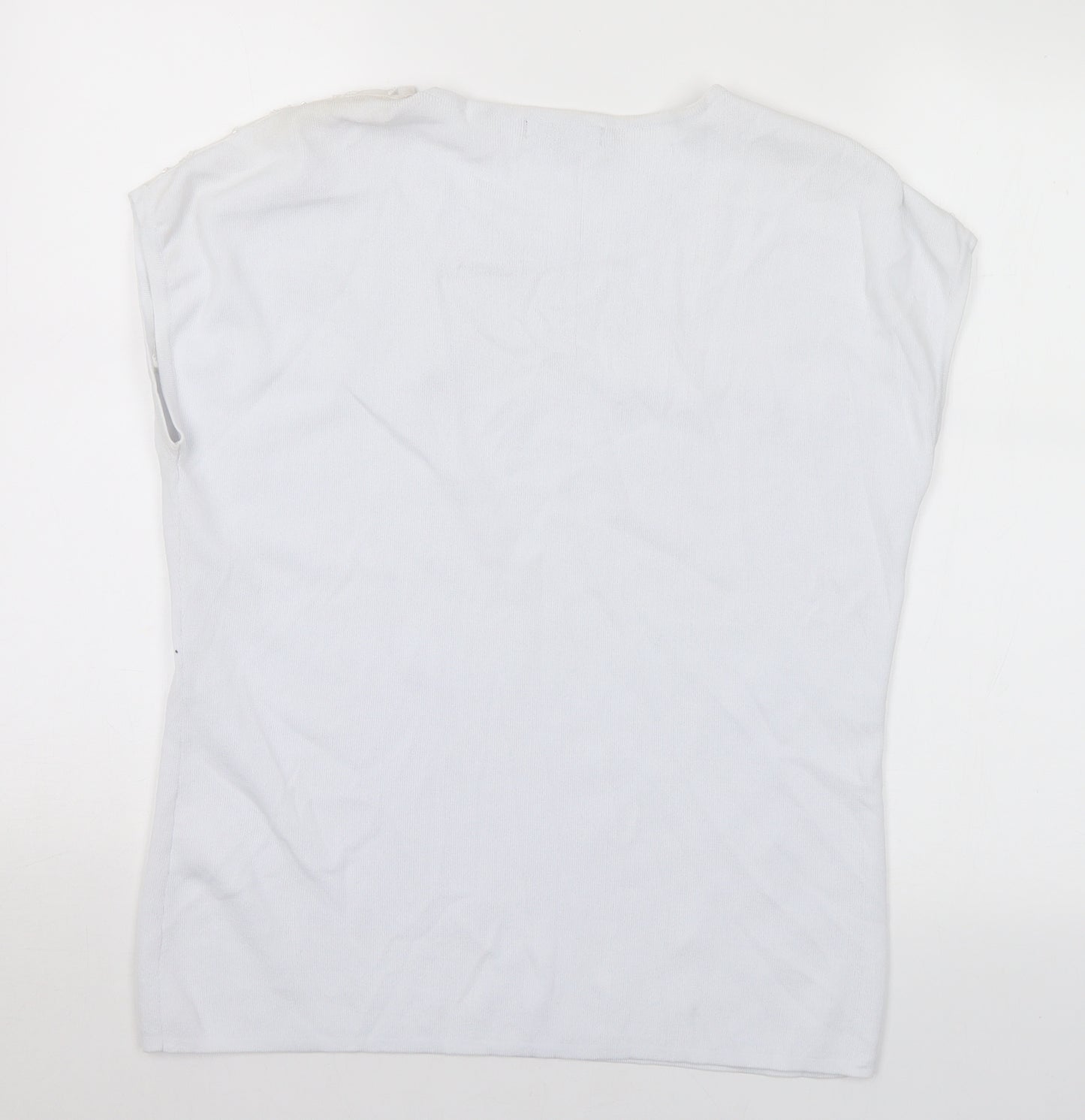 Al Paradise Womens White Round Neck Viscose Pullover Jumper Size M