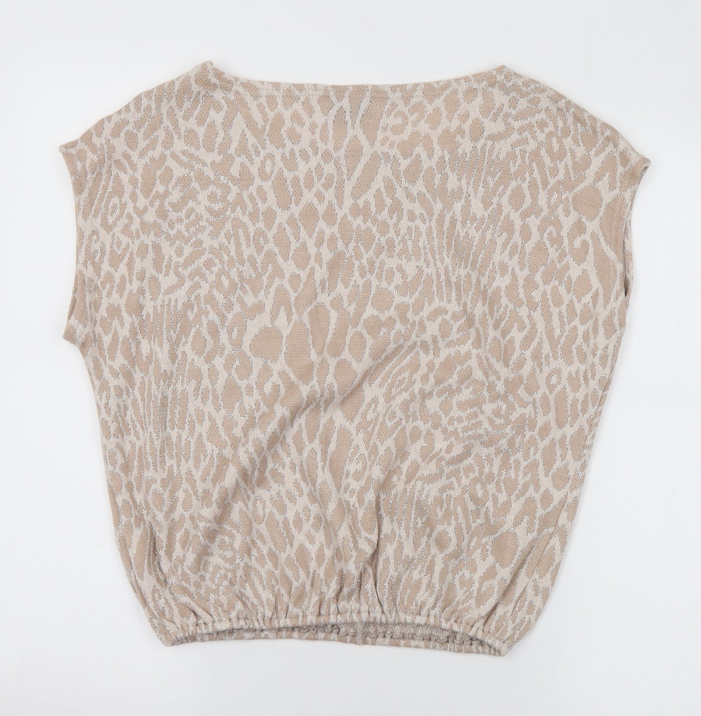 River Island Womens Beige Round Neck Animal Print Acrylic Pullover Jumper Size 8 - Leopard Print