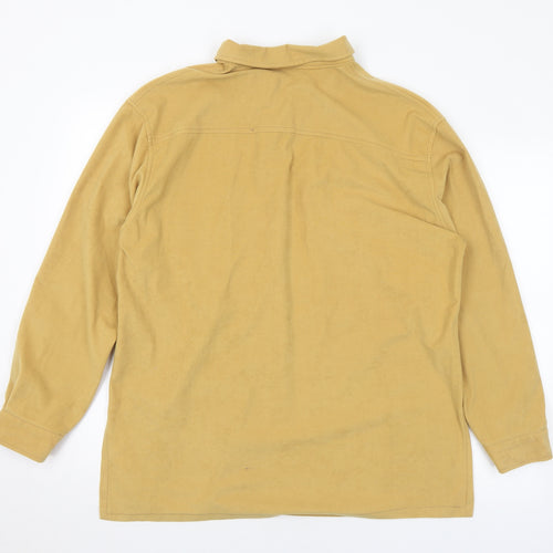 Samanta Womens Yellow Polyester Jersey Button-Up Size L Collared