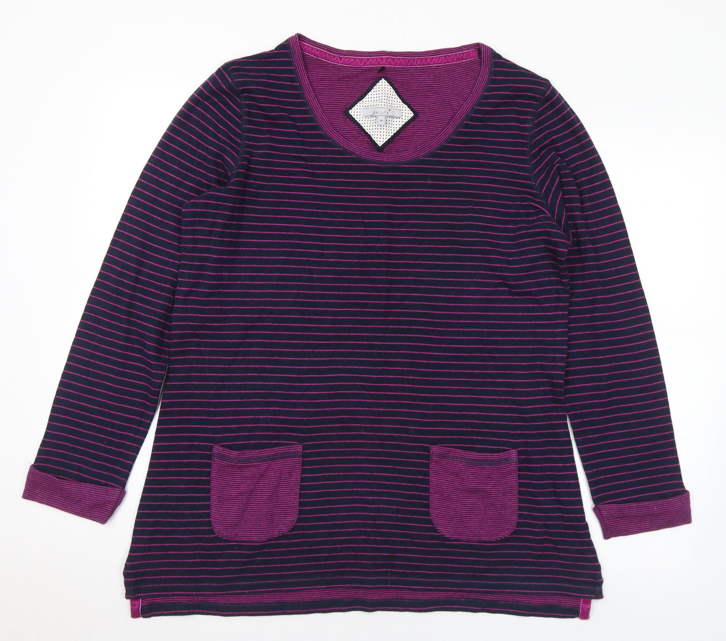 Marks and Spencer Womens Purple Striped Cotton Pullover Sweatshirt Size 16