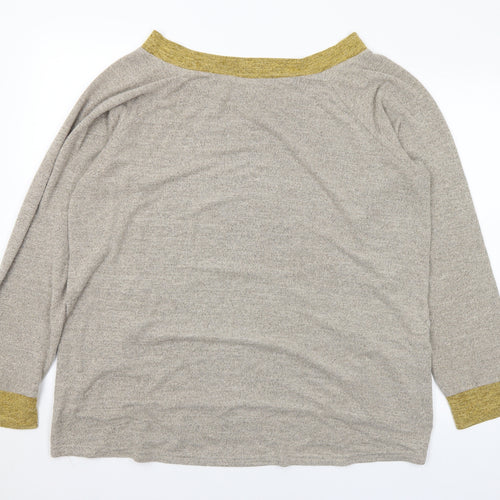 Preworn Womens Grey V-Neck Polyester Pullover Jumper Size 2XL