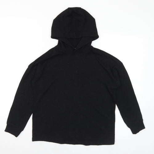 Marks and Spencer Girls Black Viscose Pullover Hoodie Size 10-11 Years
