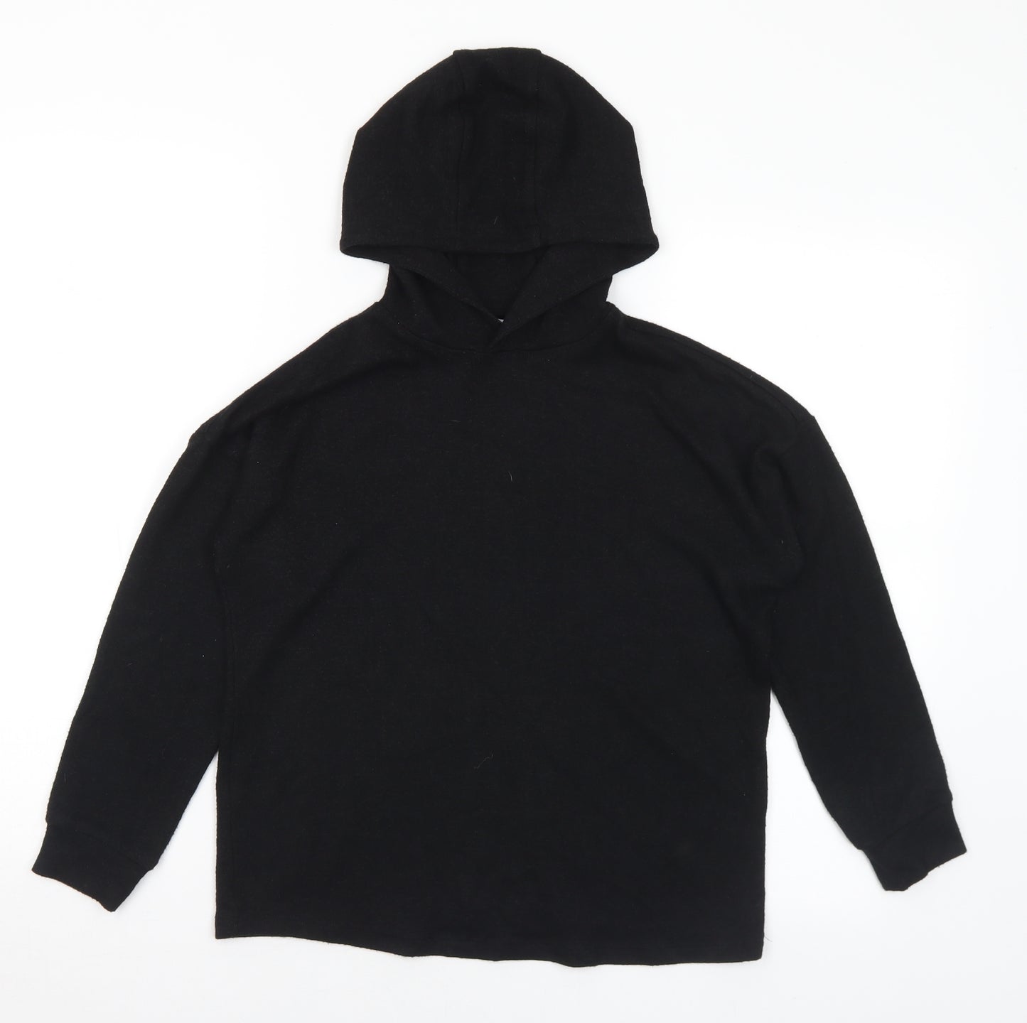 Marks and Spencer Girls Black Viscose Pullover Hoodie Size 10-11 Years
