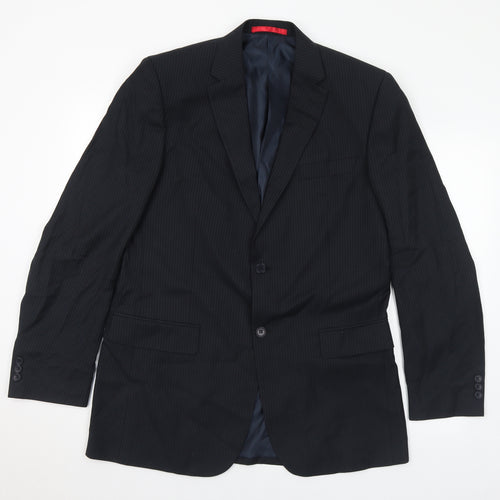 Burton Mens Black Striped Polyester Jacket Suit Jacket Size 40