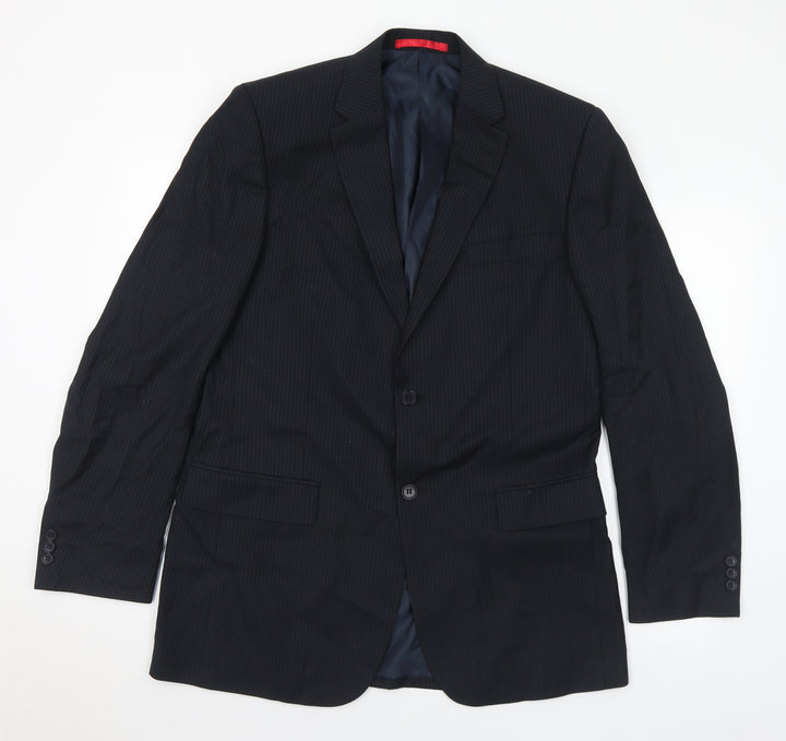 Burton Mens Black Striped Polyester Jacket Suit Jacket Size 40