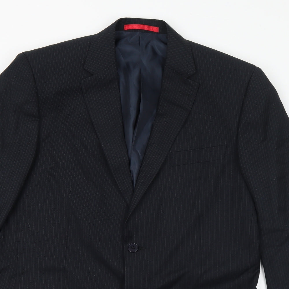 Burton Mens Black Striped Polyester Jacket Suit Jacket Size 40