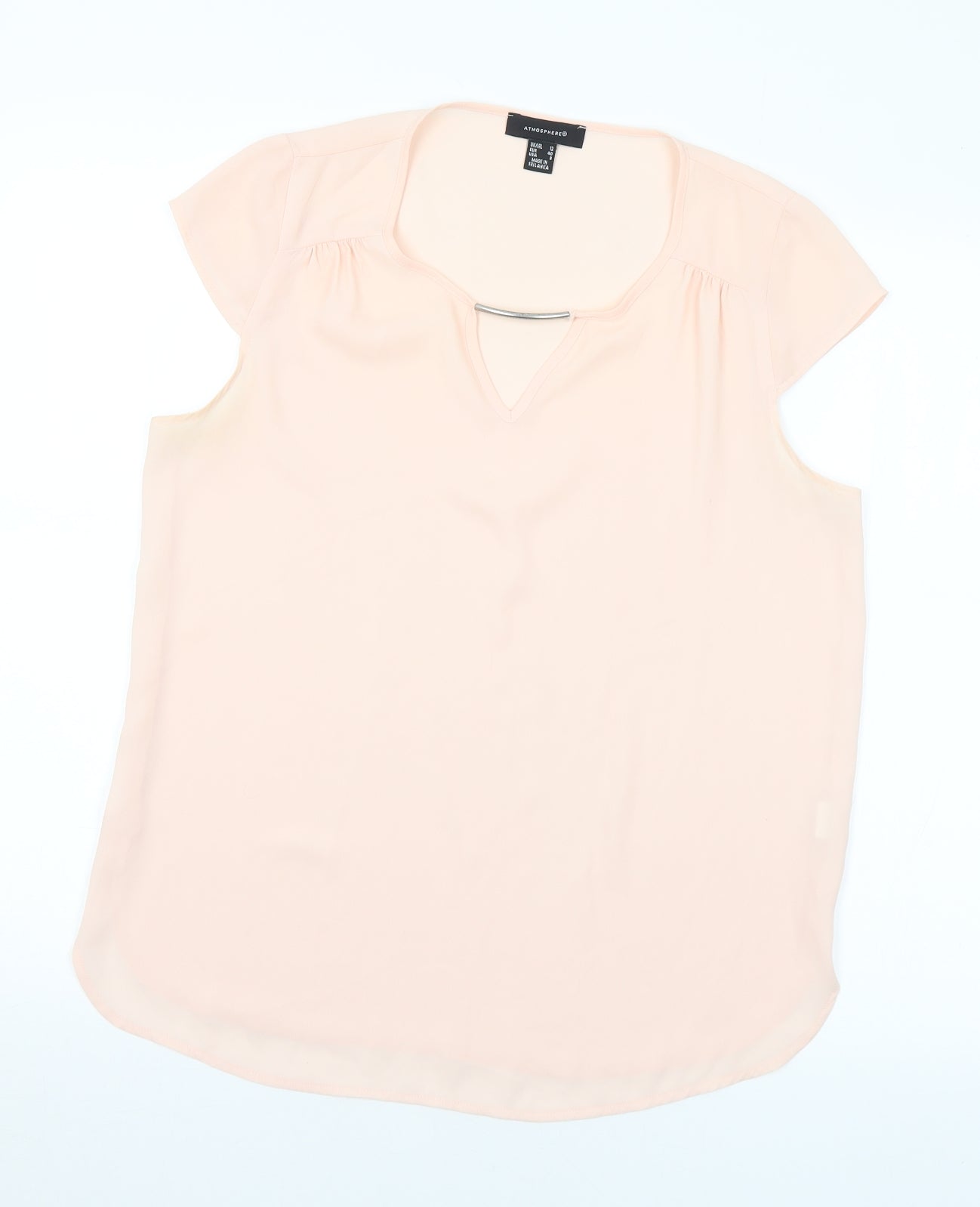 Atmosphere Womens Pink Polyester Basic Blouse Size 12 Round Neck