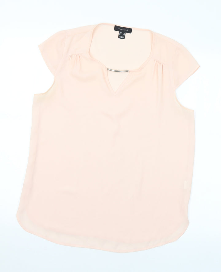 Atmosphere Womens Pink Polyester Basic Blouse Size 12 Round Neck