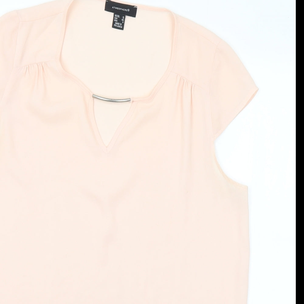 Atmosphere Womens Pink Polyester Basic Blouse Size 12 Round Neck