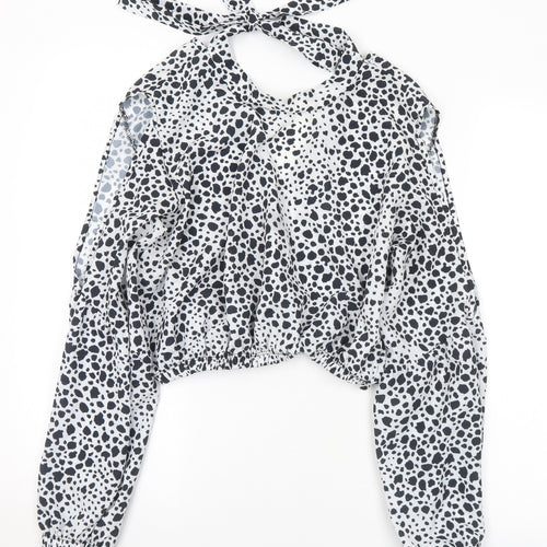 I SAW IT FIRST Womens White Animal Print Polyester Basic Blouse Size 12 Halter