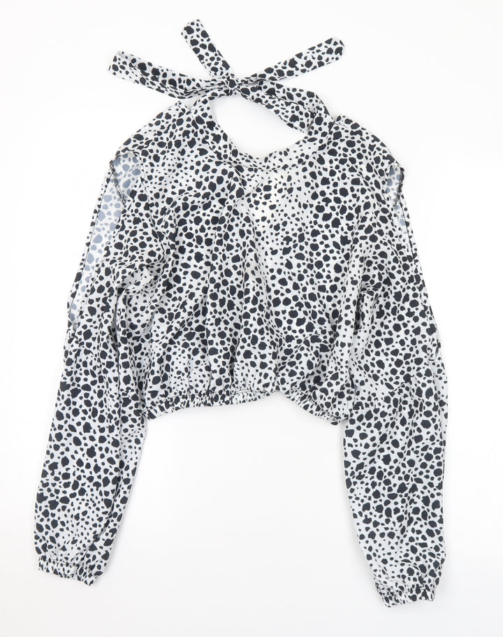 I SAW IT FIRST Womens White Animal Print Polyester Basic Blouse Size 12 Halter