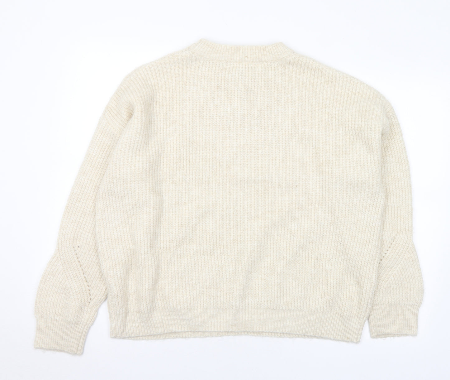 Primark Womens Ivory Mock Neck Acrylic Pullover Jumper Size 12 - 12-14