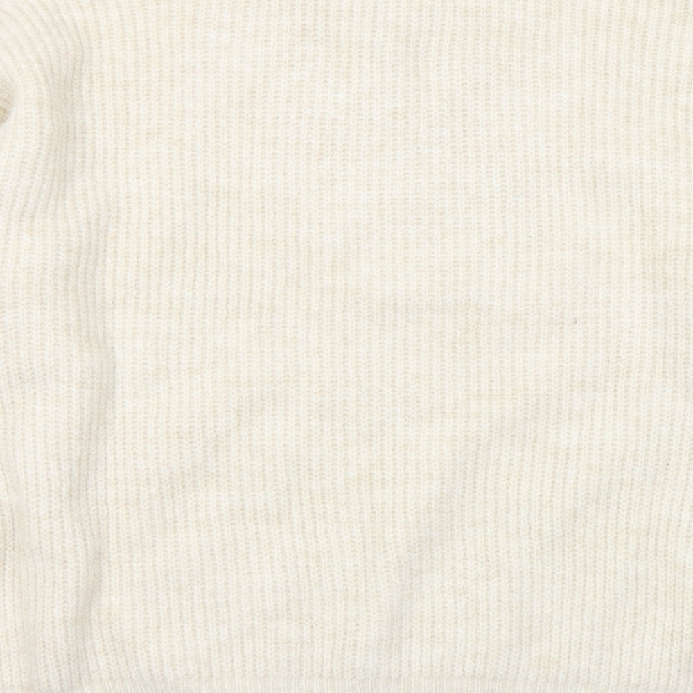 Primark Womens Ivory Mock Neck Acrylic Pullover Jumper Size 12 - 12-14
