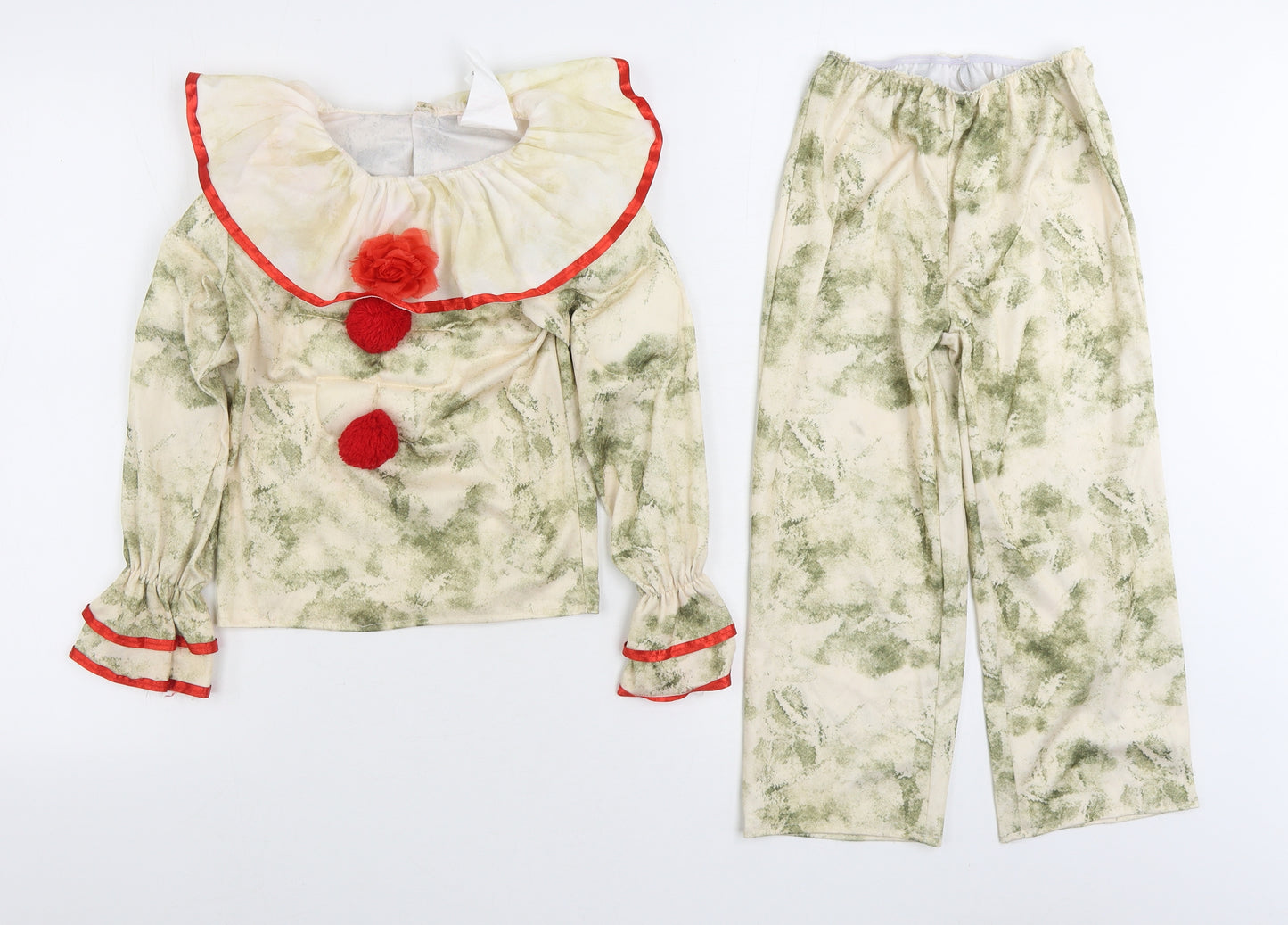 B&M Boys Beige Spotted Polyester Pyjama Set Size 5-6 Years Hook & Loop - Clown Fancy Dress