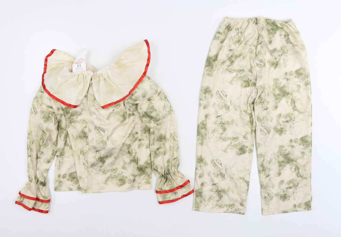 B&M Boys Beige Spotted Polyester Pyjama Set Size 5-6 Years Hook & Loop - Clown Fancy Dress