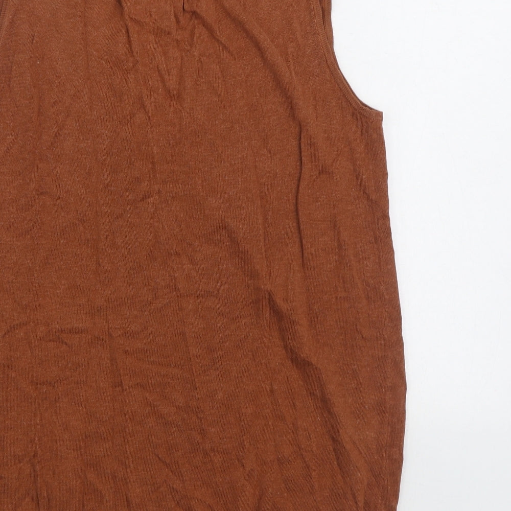 Principles Womens Brown Scoop Neck Linen Vest Jumper Size 16