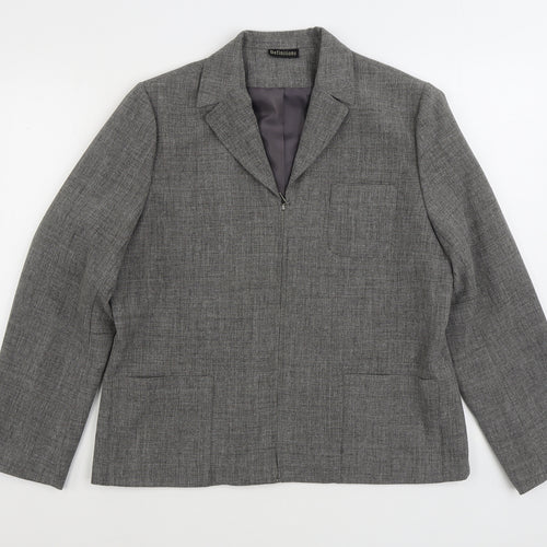 Definitions Womens Grey Jacket Blazer Size 16 Zip