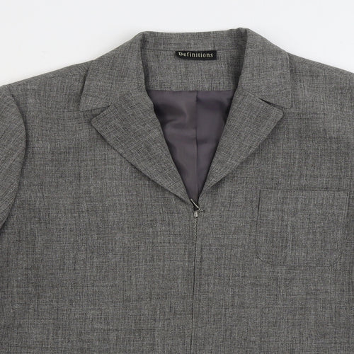 Definitions Womens Grey Jacket Blazer Size 16 Zip