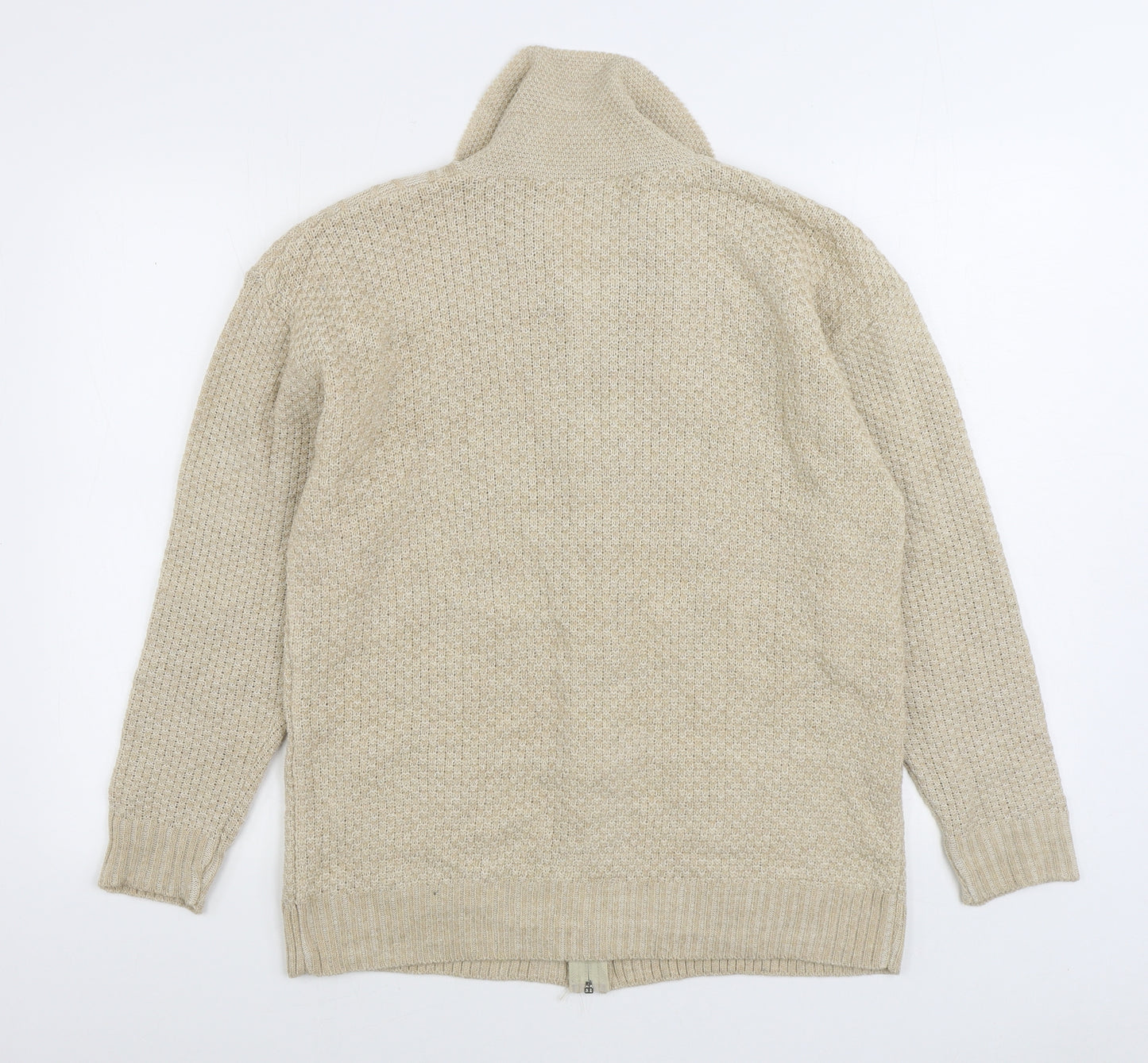 Fashion Alert Mens Beige V-Neck Acrylic Cardigan Jumper Size L