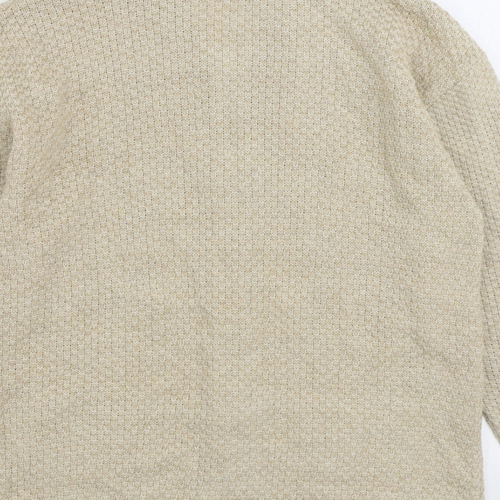 Fashion Alert Mens Beige V-Neck Acrylic Cardigan Jumper Size L