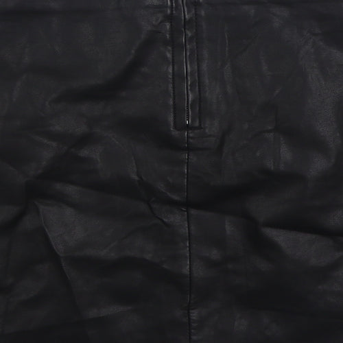 Papaya Womens Black Polyurethane A-Line Skirt Size 12 Zip