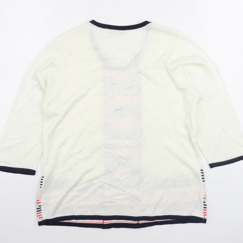 Classic Womens White Round Neck Acrylic Pullover Jumper Size M