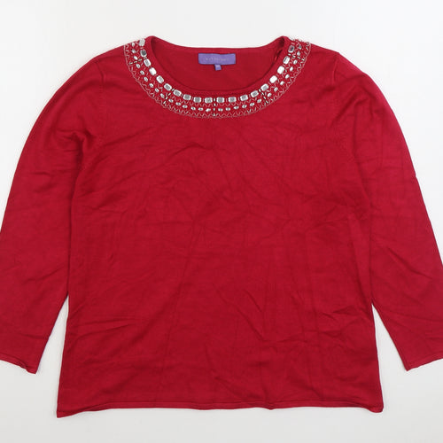 Autonomy Womens Red Boat Neck Viscose Pullover Jumper Size M