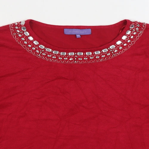 Autonomy Womens Red Boat Neck Viscose Pullover Jumper Size M