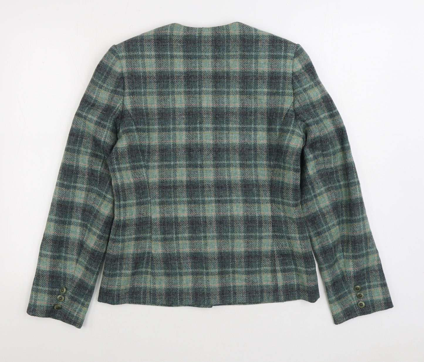 Preworn Womens Green Plaid Jacket Blazer Size S Button