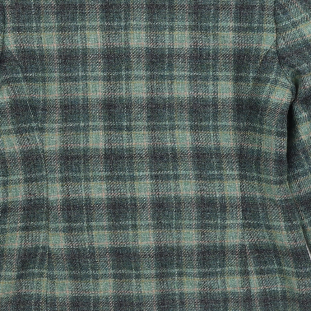 Preworn Womens Green Plaid Jacket Blazer Size S Button