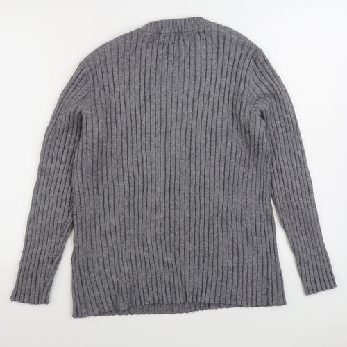 VERO MODA Womens Grey Round Neck Striped Viscose Pullover Jumper Size 12