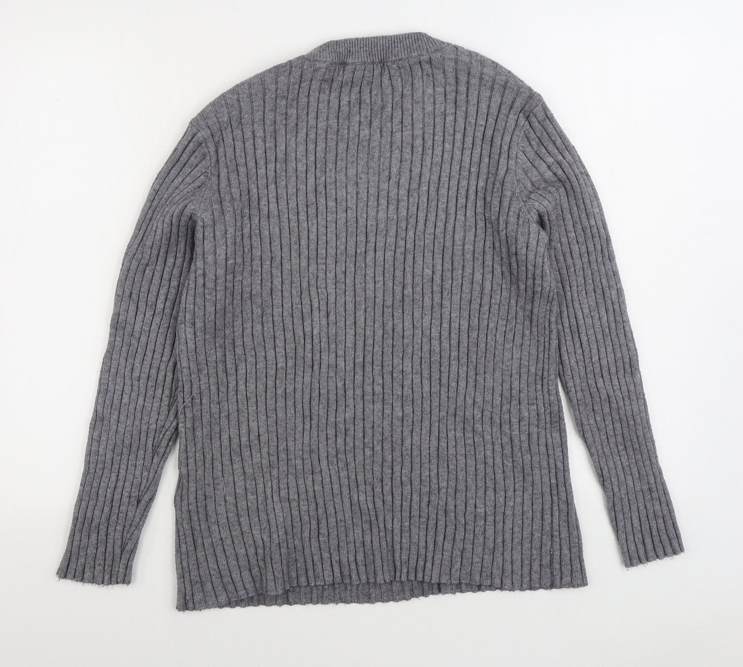 VERO MODA Womens Grey Round Neck Striped Viscose Pullover Jumper Size 12