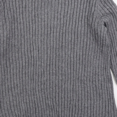 VERO MODA Womens Grey Round Neck Striped Viscose Pullover Jumper Size 12