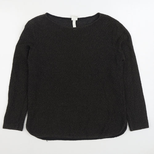H&M Womens Black Boat Neck Cotton Pullover Jumper Size M