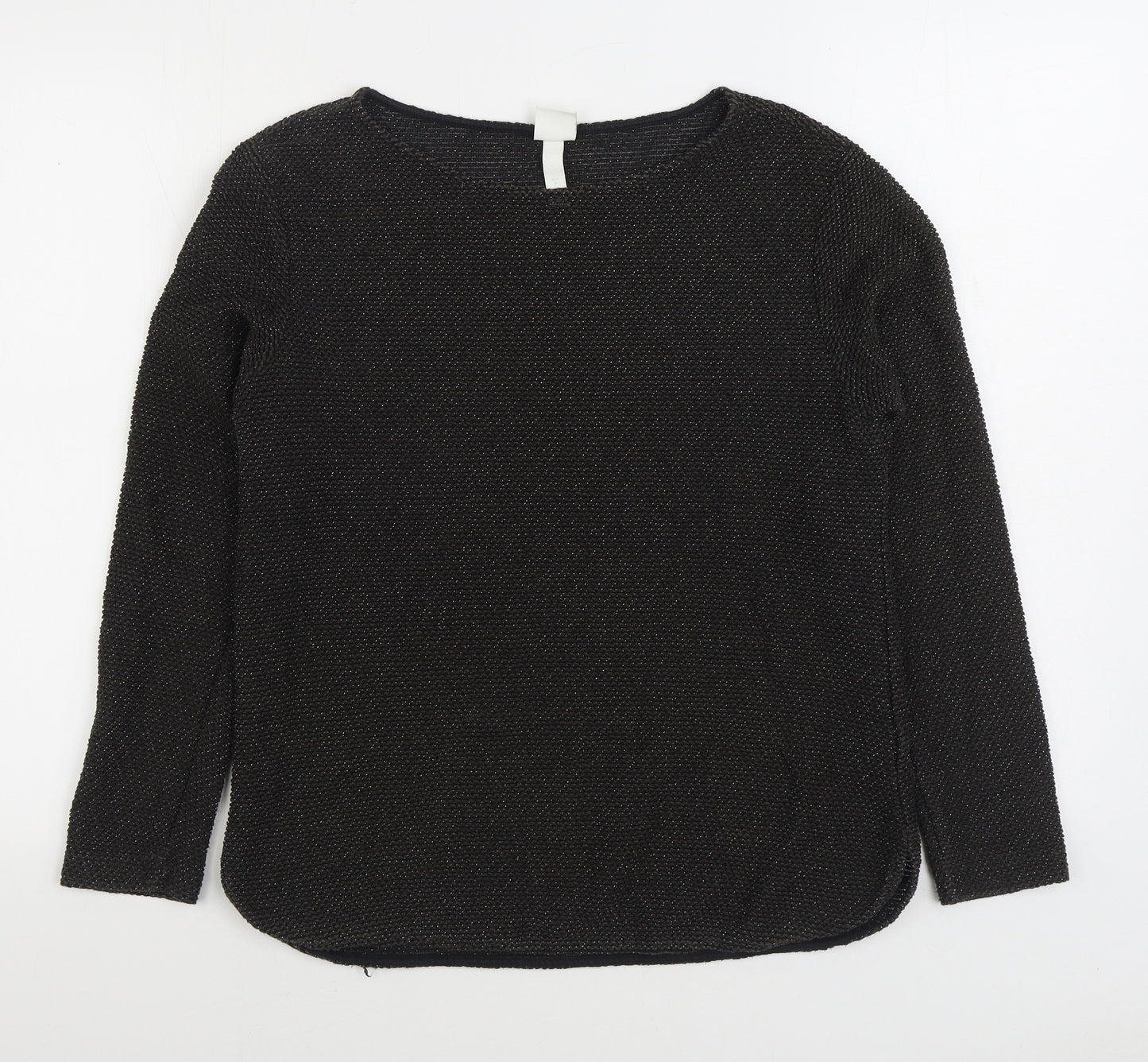 H&M Womens Black Boat Neck Cotton Pullover Jumper Size M