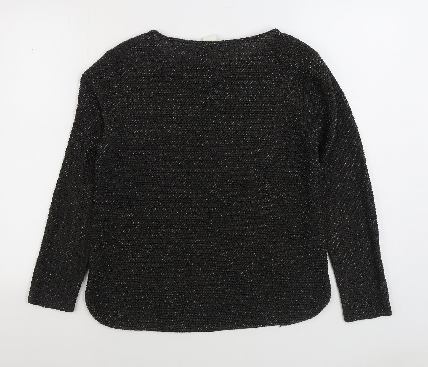 H&M Womens Black Boat Neck Cotton Pullover Jumper Size M