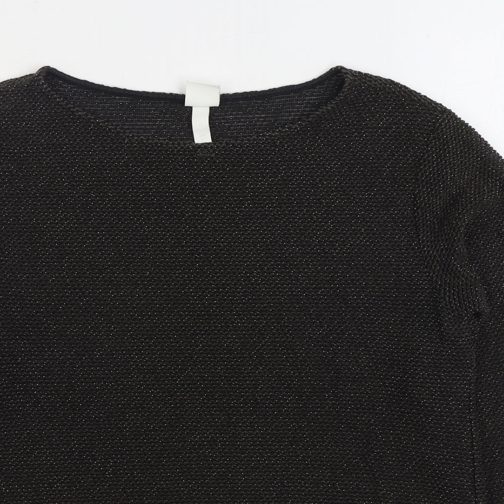 H&M Womens Black Boat Neck Cotton Pullover Jumper Size M