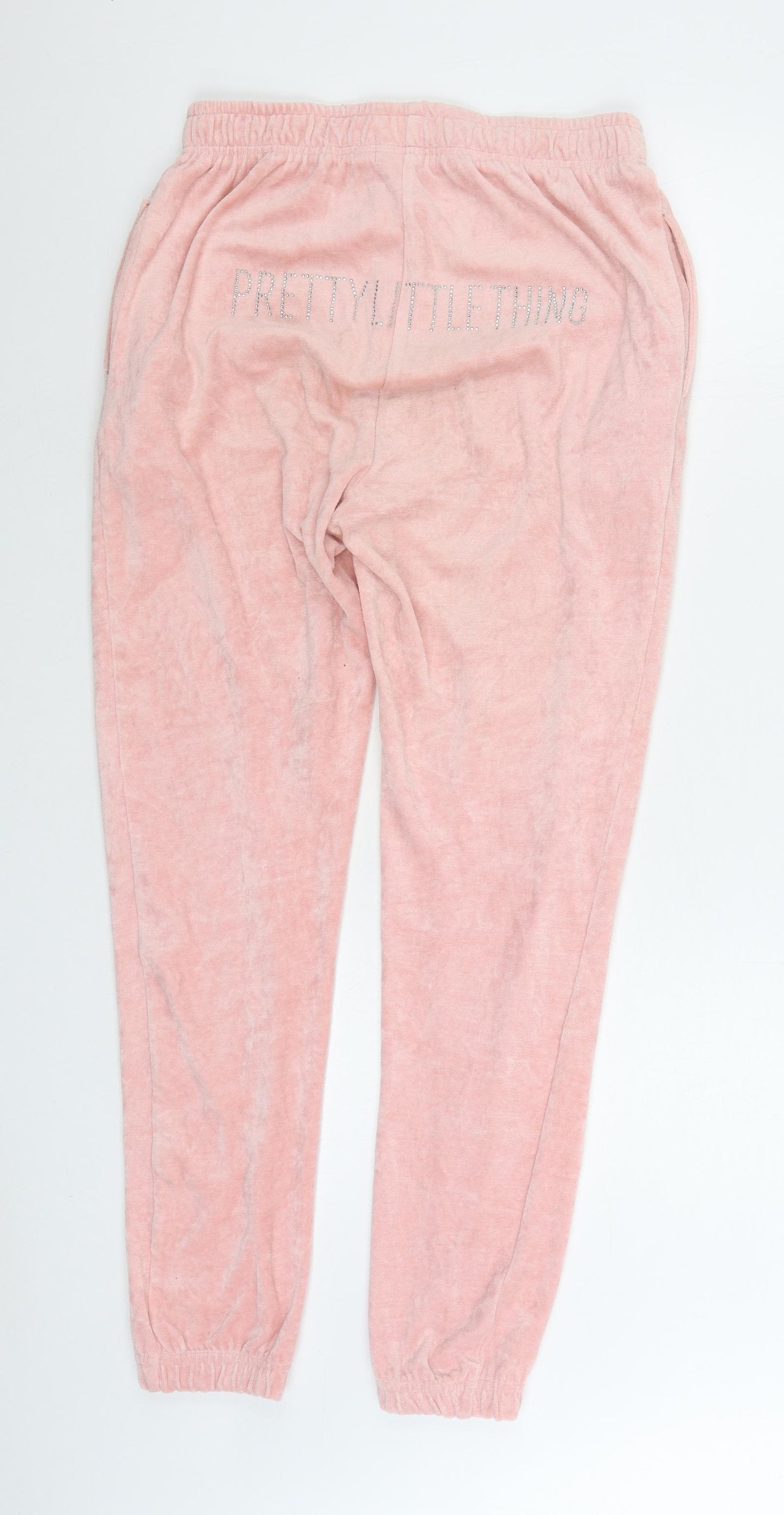 PRETTYLITTLETHING Womens Pink Cotton Jogger Trousers Size 10 L33 in Regular