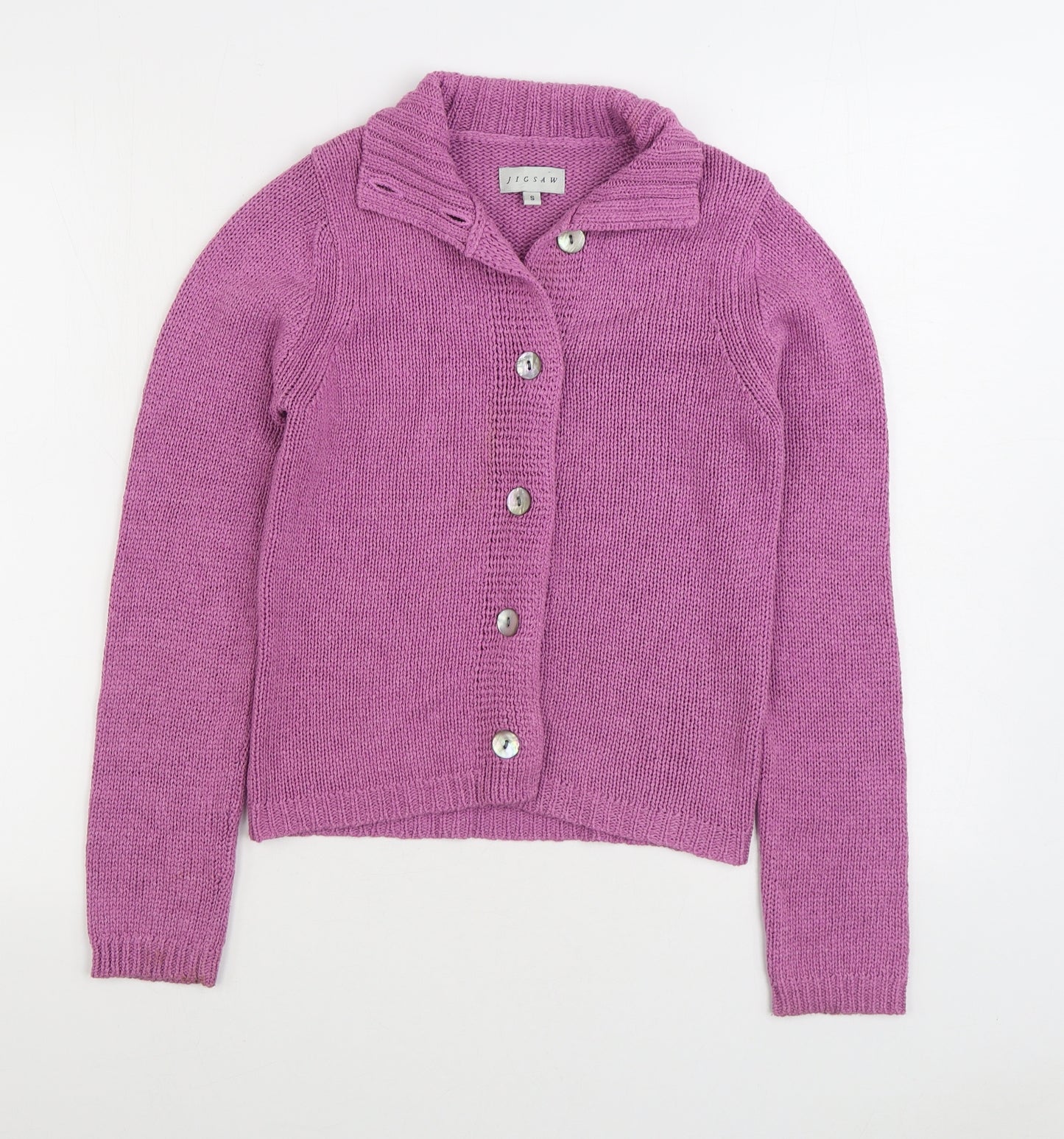 Jigsaw Womens Pink V-Neck Acrylic Cardigan Jumper Size S
