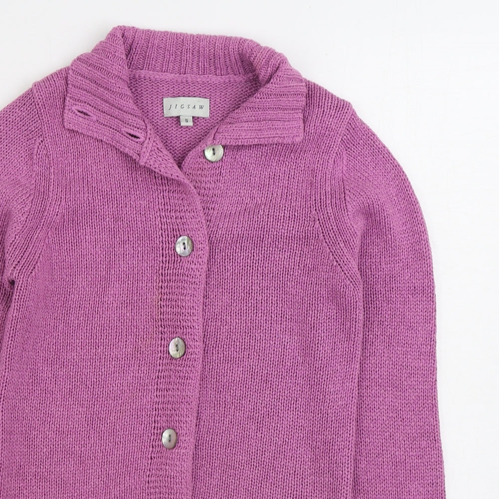 Jigsaw Womens Pink V-Neck Acrylic Cardigan Jumper Size S