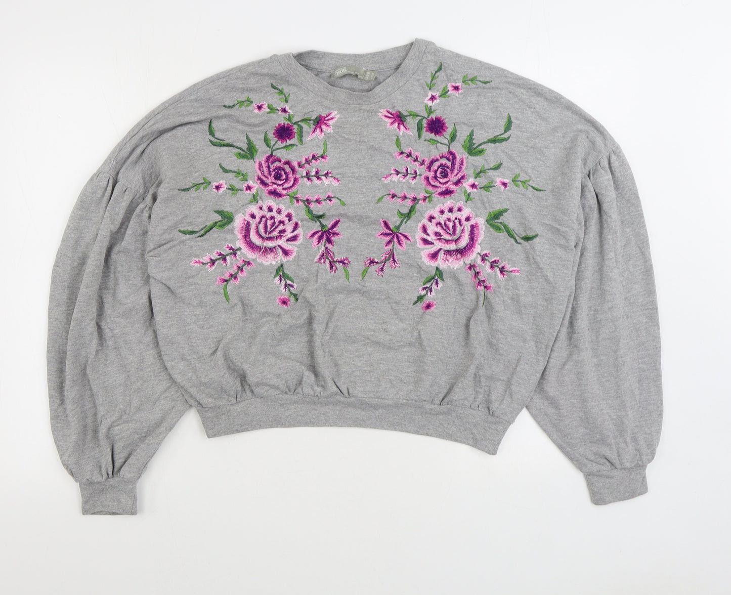 ASOS Womens Grey Floral Cotton Pullover Sweatshirt Size 12 Pullover
