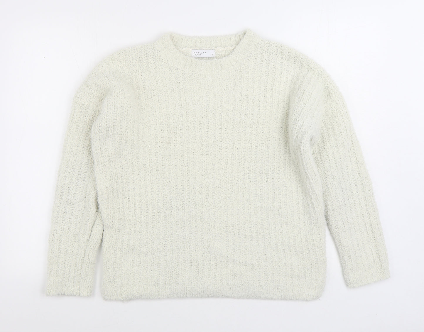 Matalan Womens White Round Neck Polyester Pullover Jumper Size S
