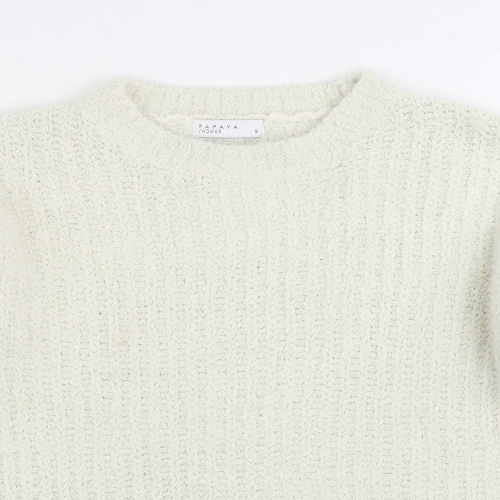 Matalan Womens White Round Neck Polyester Pullover Jumper Size S