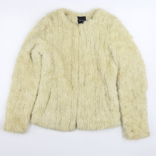 New Look Womens Beige Jacket Size 8 Hook & Eye