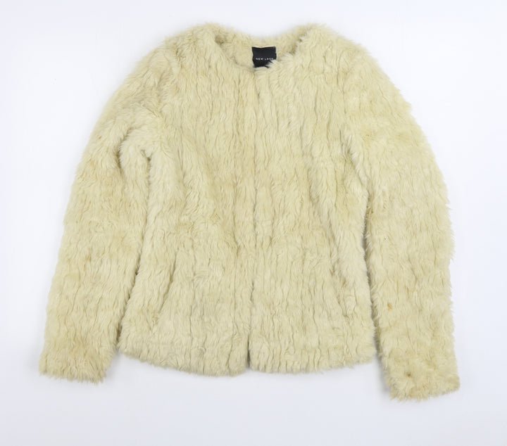 New Look Womens Beige Jacket Size 8 Hook & Eye