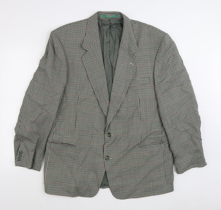 C&A Mens Multicoloured Check Wool Jacket Suit Jacket Size 44