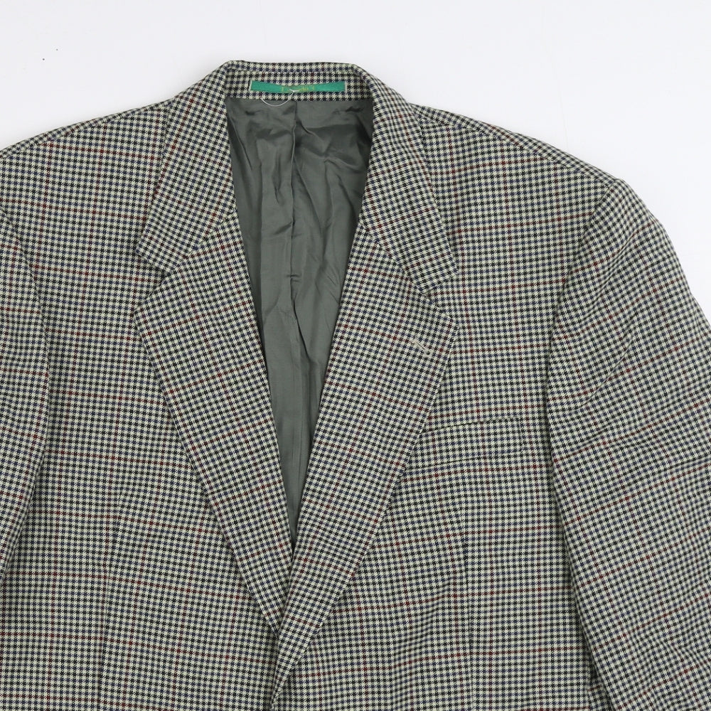 C&A Mens Multicoloured Check Wool Jacket Suit Jacket Size 44