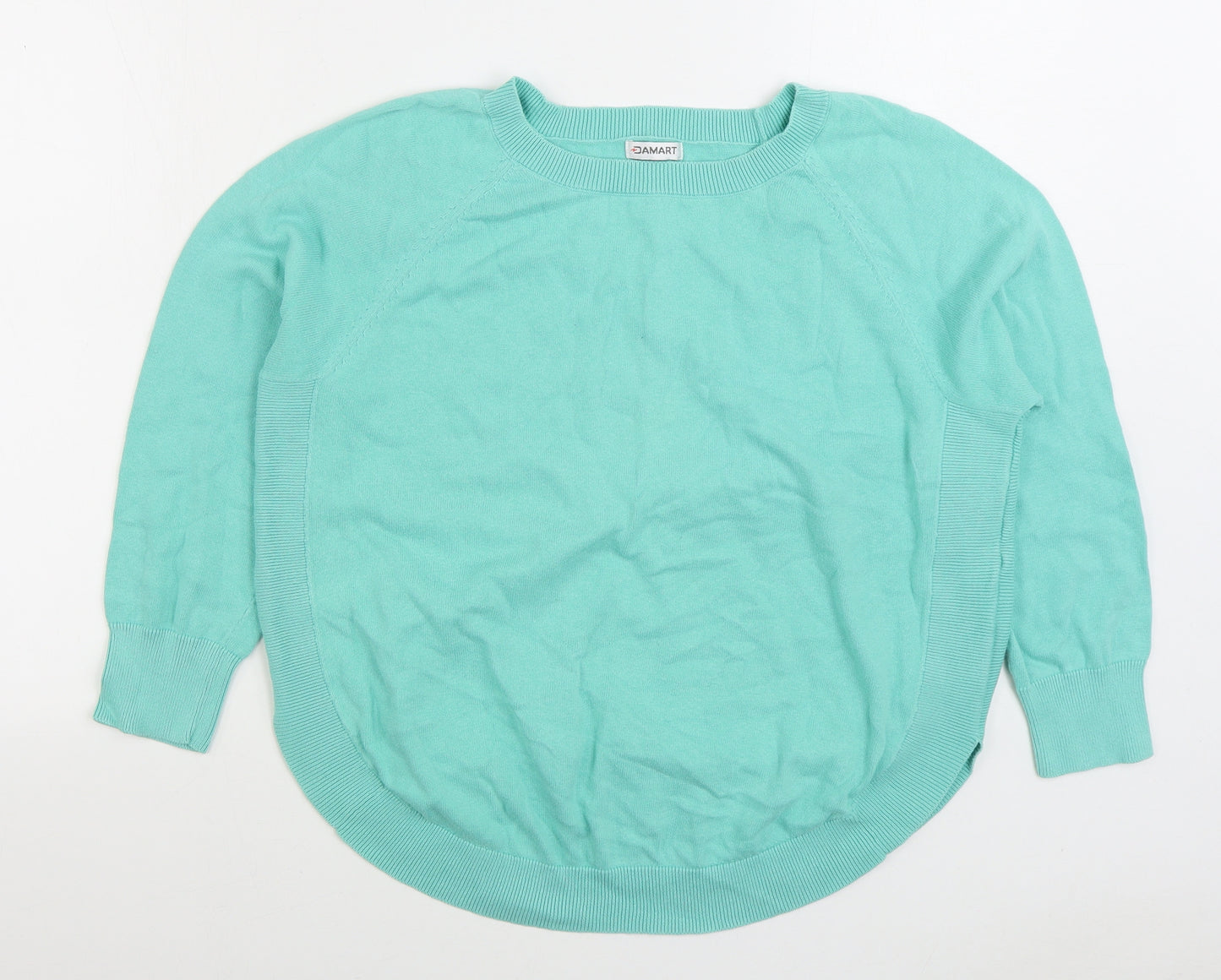 Damart Womens Green Round Neck Cotton Pullover Jumper Size M